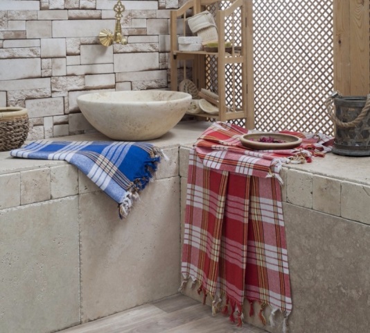 Mavi kırmızı peştemal